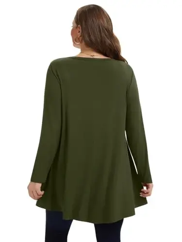 LARACE Plus Size Tunic Tops Long Sleeve Shirts for Women Swing Flowy Loose Fit Clothes for Leggings - 5