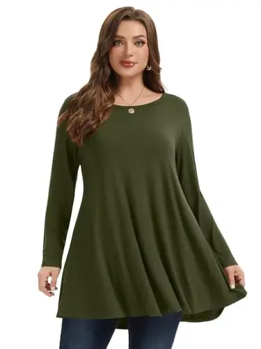 LARACE Plus Size Tunic Tops Long Sleeve Shirts for Women Swing Flowy Loose Fit Clothes for Leggings - 3