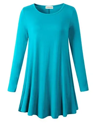 LARACE Plus Size Tunic Tops Long Sleeve Shirts for Women Swing Flowy Loose Fit Clothes for Leggings - 1