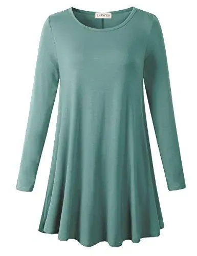 LARACE Plus Size Tunic Tops Long Sleeve Shirts for Women Swing Flowy Loose Fit Clothes for Leggings 