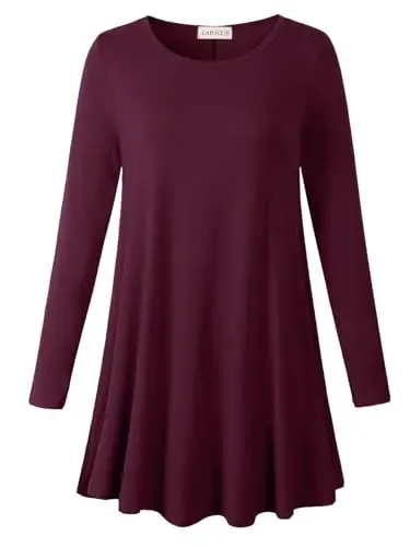 LARACE Plus Size Tunic Tops Long Sleeve Shirts for Women Swing Flowy Loose Fit Clothes for Leggings - 8