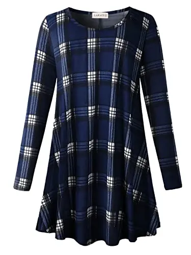 LARACE Plus Size Tunic Tops Long Sleeve Shirts for Women Swing Flowy Loose Fit Clothes for Leggings - MODAZONE