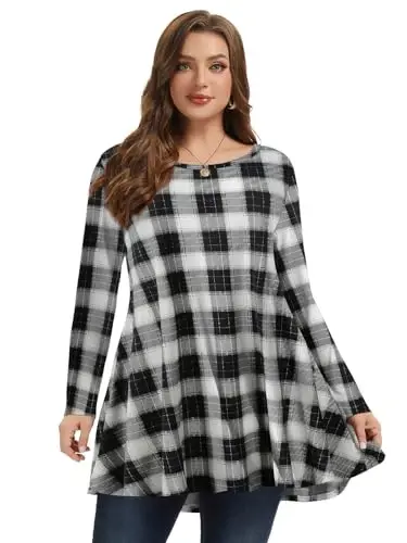 LARACE Plus Size Tunic Tops Long Sleeve Shirts for Women Swing Flowy Loose Fit Clothes for Leggings - 10