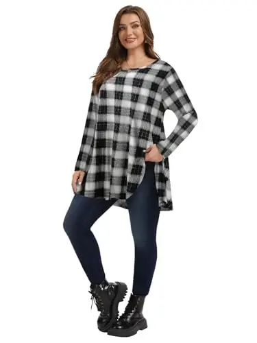 LARACE Plus Size Tunic Tops Long Sleeve Shirts for Women Swing Flowy Loose Fit Clothes for Leggings - 13