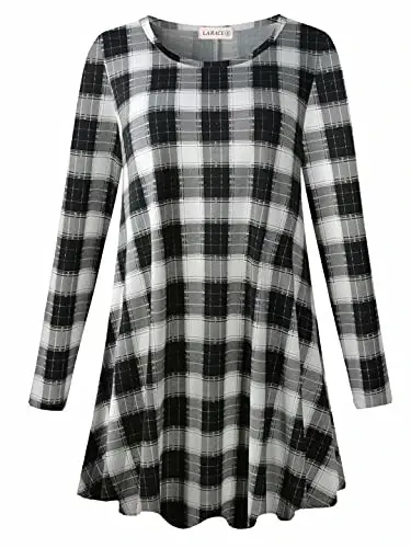 LARACE Plus Size Tunic Tops Long Sleeve Shirts for Women Swing Flowy Loose Fit Clothes for Leggings - MODAZONE