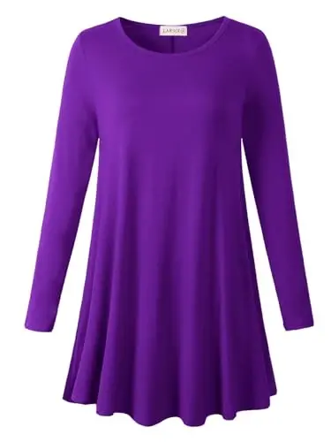 LARACE Plus Size Tunic Tops Long Sleeve Shirts for Women Swing Flowy Loose Fit Clothes for Leggings - 8