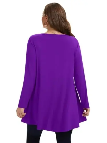 LARACE Plus Size Tunic Tops Long Sleeve Shirts for Women Swing Flowy Loose Fit Clothes for Leggings - 12