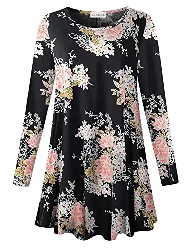 LARACE Plus Size Tunic Tops Long Sleeve Shirts for Women Swing Flowy Loose Fit Clothes for Leggings - 1