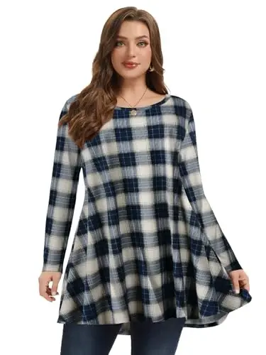 LARACE Plus Size Tunic Tops Long Sleeve Shirts for Women Swing Flowy Loose Fit Clothes for Leggings - 3