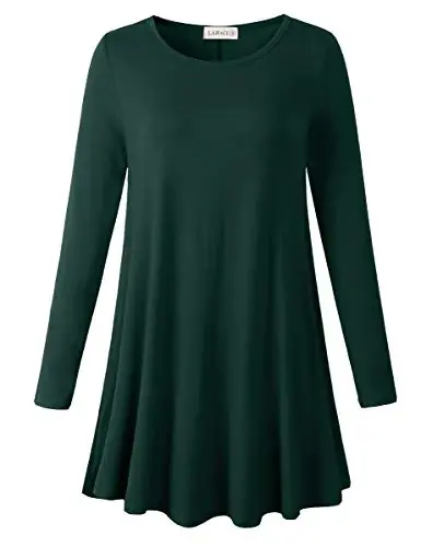 LARACE Plus Size Tunic Tops Long Sleeve Shirts for Women Swing Flowy Loose Fit Clothes for Leggings - MODAZONE