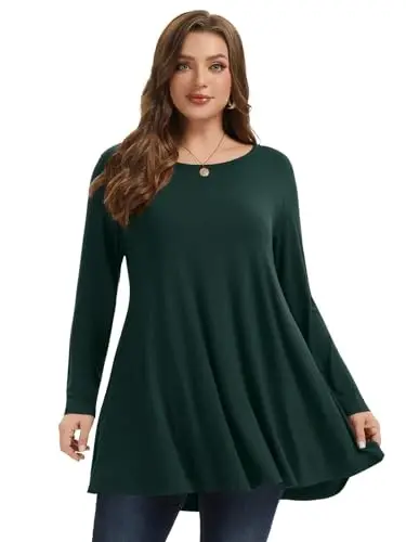 LARACE Plus Size Tunic Tops Long Sleeve Shirts for Women Swing Flowy Loose Fit Clothes for Leggings - 3