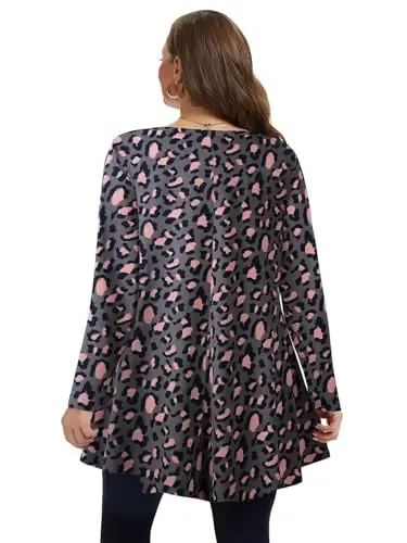 LARACE Plus Size Tunic Tops Long Sleeve Shirts for Women Swing Flowy Loose Fit Clothes for Leggings - 5