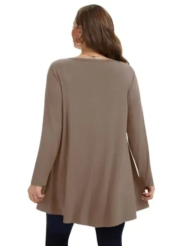 LARACE Plus Size Tunic Tops Long Sleeve Shirts for Women Swing Flowy Loose Fit Clothes for Leggings - 12