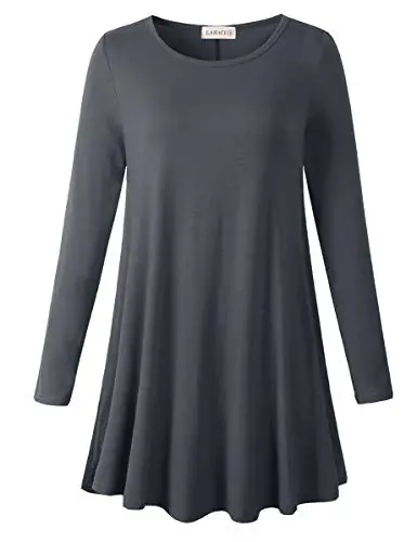 LARACE Plus Size Tunic Tops Long Sleeve Shirts for Women Swing Flowy Loose Fit Clothes for Leggings - 8