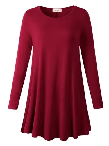 LARACE Plus Size Tunic Tops Long Sleeve Shirts for Women Swing Flowy Loose Fit Clothes for Leggings - 8