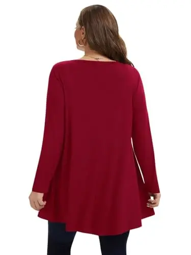 LARACE Plus Size Tunic Tops Long Sleeve Shirts for Women Swing Flowy Loose Fit Clothes for Leggings - 12