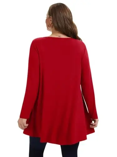 LARACE Plus Size Tunic Tops Long Sleeve Shirts for Women Swing Flowy Loose Fit Clothes for Leggings - 12