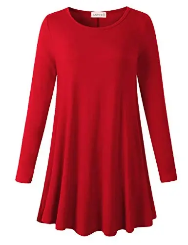 LARACE Plus Size Tunic Tops Long Sleeve Shirts for Women Swing Flowy Loose Fit Clothes for Leggings - 1