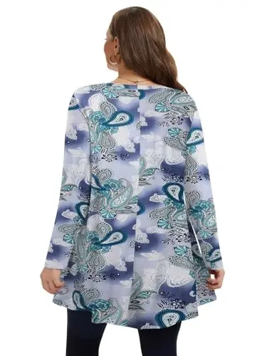 LARACE Plus Size Tunic Tops Long Sleeve Shirts for Women Swing Flowy Loose Fit Clothes for Leggings - 5