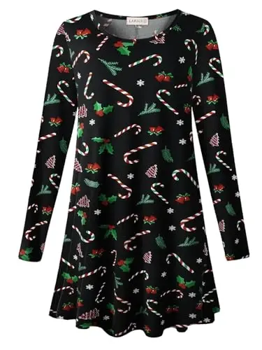 LARACE Plus Size Tunic Tops Long Sleeve Shirts for Women Swing Flowy Loose Fit Clothes for Leggings 