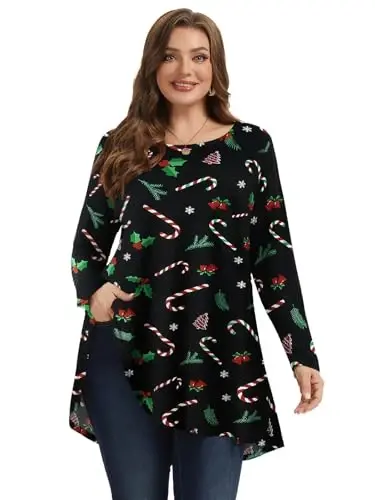 LARACE Plus Size Tunic Tops Long Sleeve Shirts for Women Swing Flowy Loose Fit Clothes for Leggings - 2