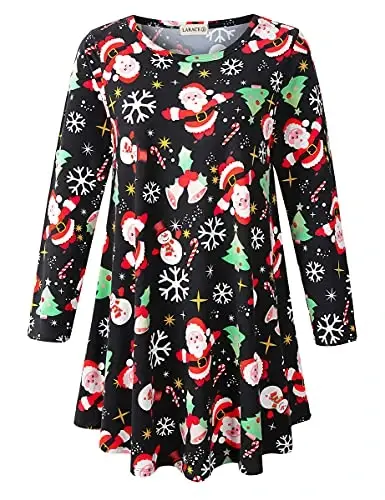 LARACE Plus Size Tunic Tops Long Sleeve Shirts for Women Swing Flowy Loose Fit Clothes for Leggings 