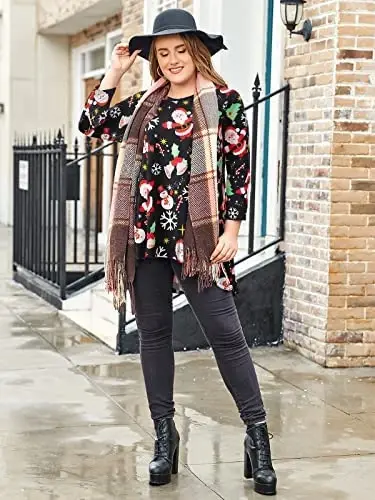 LARACE Womens Plus Size 3/4 Sleeve Loose Fit Flare Swing Tunic Tops Floral High Low Basic T Shirt - 2