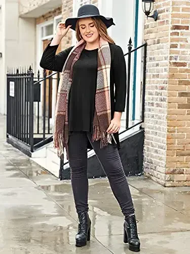 LARACE Womens Plus Size 3/4 Sleeve Loose Fit Flare Swing Tunic Tops Floral High Low Basic T Shirt - MODAZONE (1)