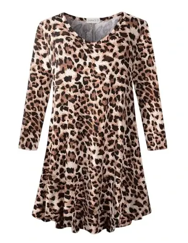 LARACE Kadın Büyük Beden 3/4 Kol Tunik V Yaka Bol Kesim Salaş Tayt Üstü 