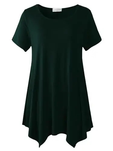 LARACE Short Sleeve Shirts for Womens Plus Size Tops Casual Summer Clothes Asymmetrical Tunic Blouses - 1