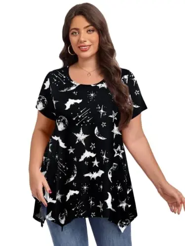 LARACE Short Sleeve Shirts for Womens Plus Size Tops Casual Summer Clothes Asymmetrical Tunic Blouses - 3