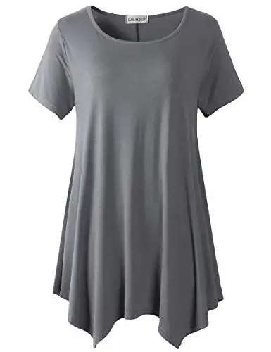 LARACE Short Sleeve Shirts for Womens Plus Size Tops Casual Summer Clothes Asymmetrical Tunic Blouses 