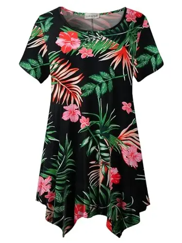 LARACE Short Sleeve Shirts for Womens Plus Size Tops Casual Summer Clothes Asymmetrical Tunic Blouses 