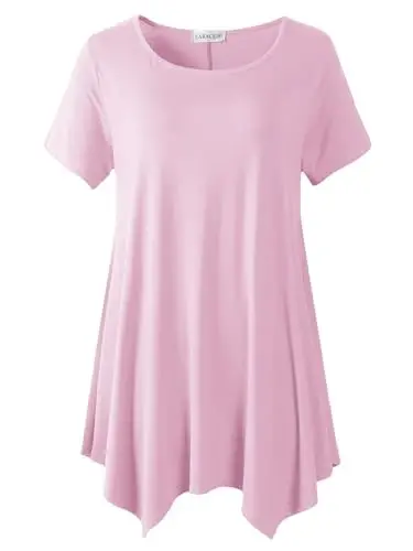 LARACE Short Sleeve Shirts for Womens Plus Size Tops Casual Summer Clothes Asymmetrical Tunic Blouses 
