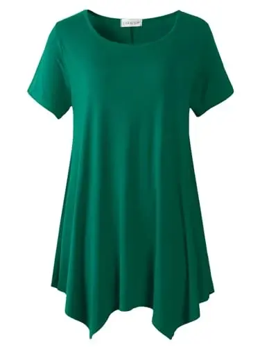 LARACE Short Sleeve Shirts for Womens Plus Size Tops Casual Summer Clothes Asymmetrical Tunic Blouses - 6