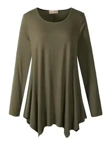 LARACE Womens Long Sleeve Flattering Comfy Tunic Loose Fit Flowy Top - 6