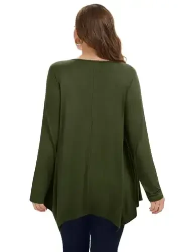 LARACE Womens Long Sleeve Flattering Comfy Tunic Loose Fit Flowy Top - MODAZONE (1)