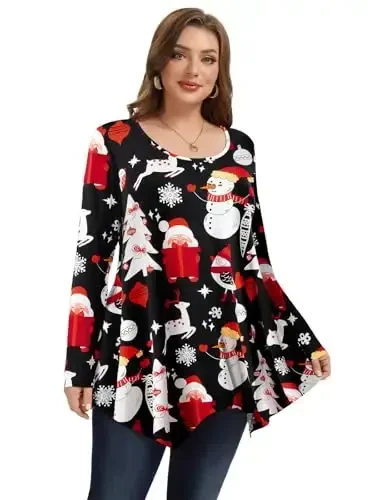 LARACE Womens Long Sleeve Flattering Comfy Tunic Loose Fit Flowy Top 