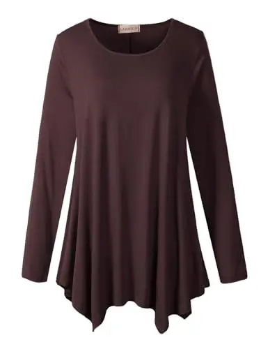 LARACE Womens Long Sleeve Flattering Comfy Tunic Loose Fit Flowy Top - 6