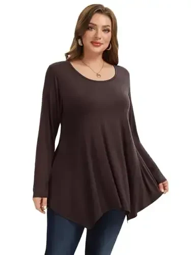 LARACE Womens Long Sleeve Flattering Comfy Tunic Loose Fit Flowy Top 