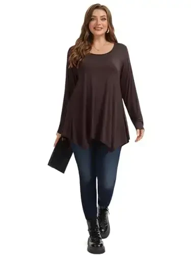 LARACE Womens Long Sleeve Flattering Comfy Tunic Loose Fit Flowy Top - 3