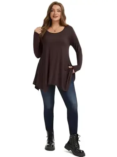 LARACE Womens Long Sleeve Flattering Comfy Tunic Loose Fit Flowy Top - 4