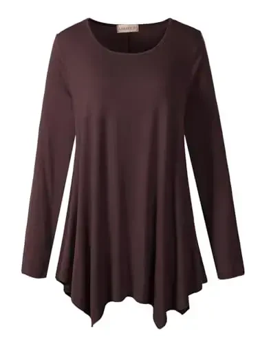LARACE Womens Long Sleeve Flattering Comfy Tunic Loose Fit Flowy Top - 6