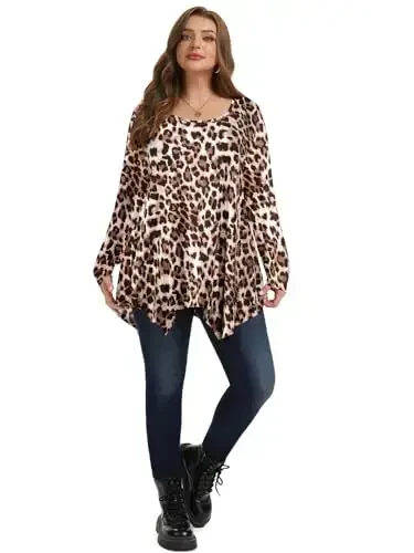 LARACE Womens Long Sleeve Flattering Comfy Tunic Loose Fit Flowy Top - 5