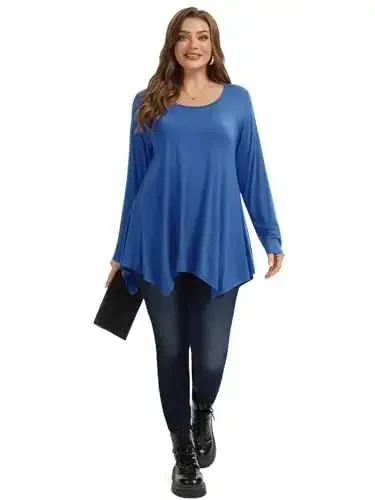 LARACE Womens Long Sleeve Flattering Comfy Tunic Loose Fit Flowy Top - 3