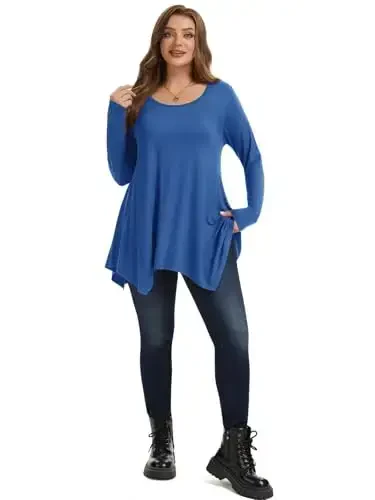 LARACE Womens Long Sleeve Flattering Comfy Tunic Loose Fit Flowy Top - 4