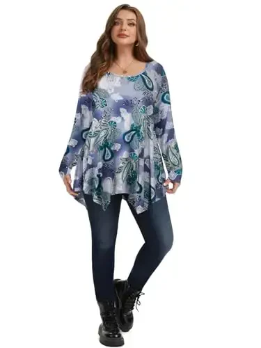 LARACE Womens Long Sleeve Flattering Comfy Tunic Loose Fit Flowy Top - 5