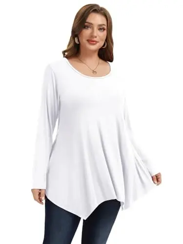 LARACE Womens Long Sleeve Flattering Comfy Tunic Loose Fit Flowy Top - 1