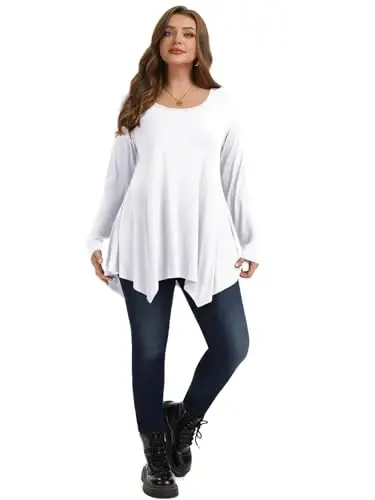 LARACE Womens Long Sleeve Flattering Comfy Tunic Loose Fit Flowy Top - 5