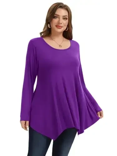 LARACE Womens Long Sleeve Flattering Comfy Tunic Loose Fit Flowy Top - 1
